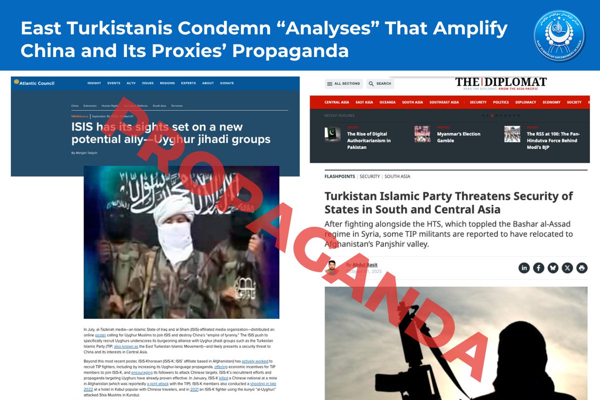 East Turkistan Government in Exile (ETGE) (@etexilegov) on Twitter photo 📢East Turkistanis Condemn "Analyses" That Amplify China and Its Proxies’ Propaganda
PRESS RELEASE – For Immediate Release
East Turkistan Government in Exile (ETGE)
East-Turkistan.Net
contact@East-Turkistan.Net
2 October 2025
The East Turkistan Government-in-Exile 📢East Turkistanis Condemn "Analyses" That Amplify China and Its Proxies’ Propaganda
PRESS RELEASE – For Immediate Release
East Turkistan Government in Exile (ETGE)
East-Turkistan.Net
contact@East-Turkistan.Net
2 October 2025
The East Turkistan Government-in-Exile