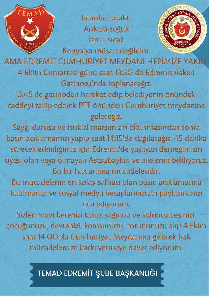 Mustafa Necat Özturan (@necatozturan) on Twitter photo <a href="/temadankara/">TEMAD Genel Başkanlığı</a> <a href="/vuraleml/">Emel Vural</a> <a href="/cahitKoca20/">Cahit Koca</a> <a href="/zgnckot/">C. KOT (E.J.Astsb)</a> <a href="/hasanbaki74/">Hasan Baki Gülcan</a> <a href="/tmltyfn06/">⚓ tmltyfn ⚓</a> <a href="/CBlghn/">cemal blghn</a> <a href="/KAZUBAY86/">KAZIM UĞUR BAYRAK</a> <a href="/0sergun/">Serhat Ergün</a> <a href="/kacanilker36/">İlker Kacan</a>
<a href="/ErolAcar1/">Erol Acar</a> <a href="/kocyasar26/">Yaşar KOÇ</a> <a href="/OzlemOrfi/">Ö. Sibel Örfi</a> <a href="/kacanilker36/">İlker Kacan</a> <a href="/OmerKaradag36/">T. C. Ömer KARADAĞ (AlfaKurt)</a>
<a href="/astsubaylar/">Ahmet Öztaş</a> <a href="/AzizErgn9/">Aziz Ergün</a> <a href="/MEHMETGRM2/">Mehmet Görmüş</a> <a href="/reyhan_savk/">Reyhan Şavk</a> <a href="/zgnckot/">C. KOT (E.J.Astsb)</a>
<a href="/Ayhan08247745/">Ayhan</a>
Bu bir hak arama mücadelesidir. <a href="/temadankara/">TEMAD Genel Başkanlığı</a> <a href="/vuraleml/">Emel Vural</a> <a href="/cahitKoca20/">Cahit Koca</a> <a href="/zgnckot/">C. KOT (E.J.Astsb)</a> <a href="/hasanbaki74/">Hasan Baki Gülcan</a> <a href="/tmltyfn06/">⚓ tmltyfn ⚓</a> <a href="/CBlghn/">cemal blghn</a> <a href="/KAZUBAY86/">KAZIM UĞUR BAYRAK</a> <a href="/0sergun/">Serhat Ergün</a> <a href="/kacanilker36/">İlker Kacan</a>
<a href="/ErolAcar1/">Erol Acar</a> <a href="/kocyasar26/">Yaşar KOÇ</a> <a href="/OzlemOrfi/">Ö. Sibel Örfi</a> <a href="/kacanilker36/">İlker Kacan</a> <a href="/OmerKaradag36/">T. C. Ömer KARADAĞ (AlfaKurt)</a>
<a href="/astsubaylar/">Ahmet Öztaş</a> <a href="/AzizErgn9/">Aziz Ergün</a> <a href="/MEHMETGRM2/">Mehmet Görmüş</a> <a href="/reyhan_savk/">Reyhan Şavk</a> <a href="/zgnckot/">C. KOT (E.J.Astsb)</a>
<a href="/Ayhan08247745/">Ayhan</a>
Bu bir hak arama mücadelesidir.