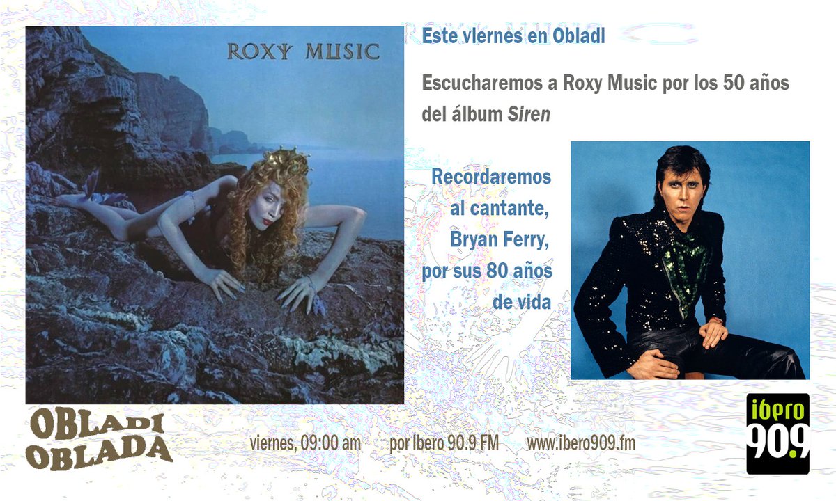 Este viernes en Obladi, daremos un repaso a uno de los incursionadores del glam rock.
¡No te lo pierdas!
<a href="/obladi_909/">Obladi 909</a> con <a href="/JuliaPalacios/">Julia Palacios</a> <a href="/eldeldemo/">Juanito el del demo</a> y sus obladitas.
Por <a href="/Ibero909FM/">Ibero 90.9 FM</a>