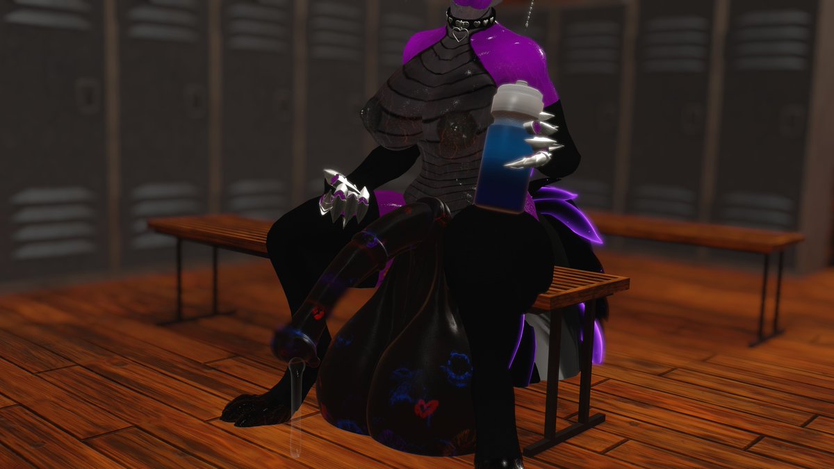 who know working out could not only work up quite a sweat, but cause some blood to flow to some other places~
now she cant help but go around the gym, half mast, and dripping glops of precum wherever she walks or rests at~