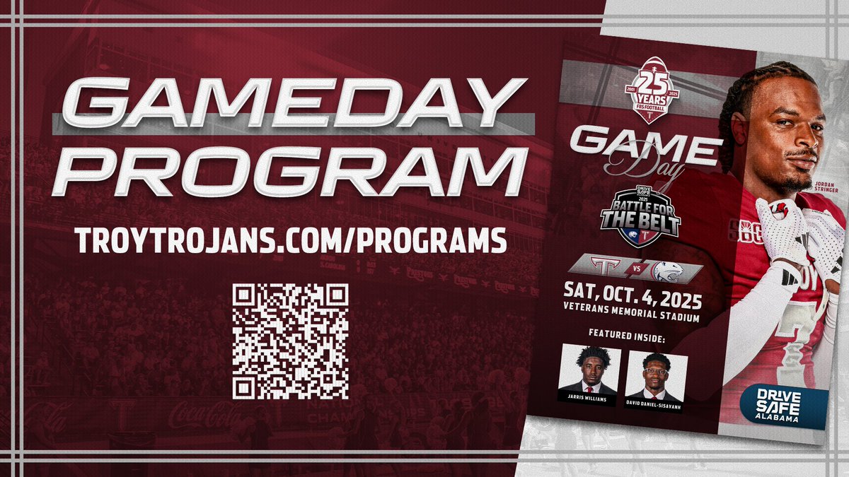 TroyTrojansFB's tweet photo. GAMEDAY - Troy's Official Gameday Program (South Alabama Game)

🔗 - https://t.co/OiChEvTTta

#BattleReady | #OneTROY ⚔️ https://t.co/C4q7Z1RdDq