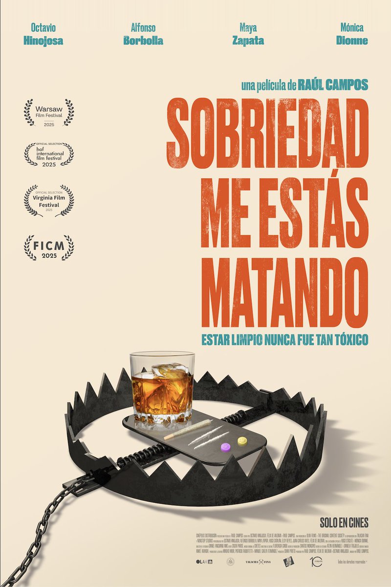 Sobriedad me estás matando, ópera prima de <a href="/YoSoyRaulCampos/">Raul Campos Delgado</a> protagonizada por <a href="/octavio_hm/">𝐎𝐜𝐭𝐚𝐯𝐢𝐨 𝐇𝐢𝐧𝐨𝐣𝐨𝐬𝐚 𝐌𝐚𝐫𝐭𝐢𝐧𝐞𝐳</a>, #AlfonsoBorbolla, <a href="/LaMZapata/">Maya Zapata</a>, <a href="/HugoCatalan/">HUGO CATALÁN</a>, <a href="/monicadionne/">Monica Dionne</a> y <a href="/felixdevaldivia/">Félix de Valdivia</a> tendrá su estreno en el <a href="/FICM/">Morelia Film Fest</a> 
Lunes 13 octubre
21.00 h 
<a href="/Cinepolis/">Cinépolis</a> Centro Morelia