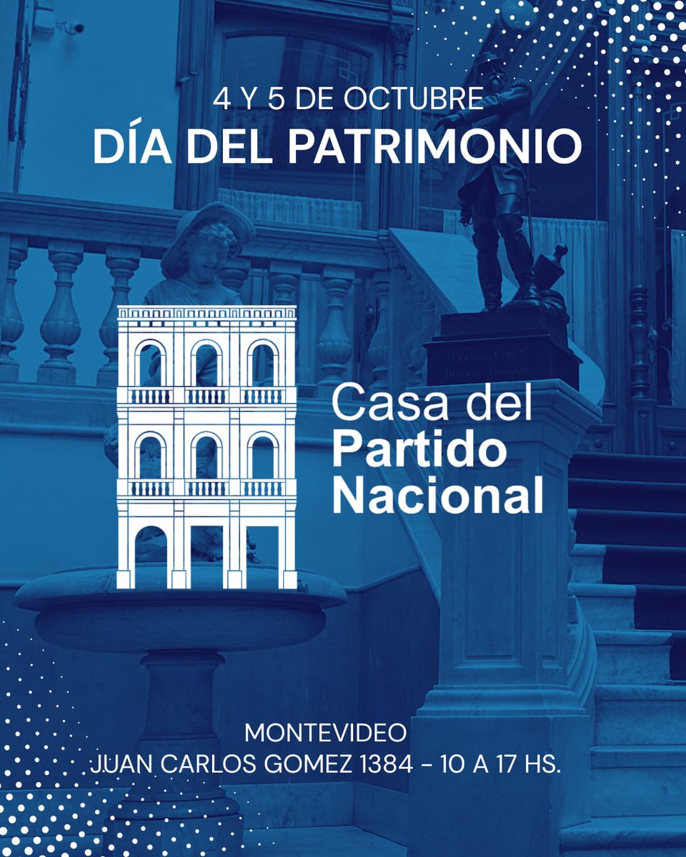 DÍA DEL PATRIMONIO

Este 4 y 5  de octubre te esperamos en la "Casa Vaeza", la Casa del Partido Nacional, para recorrer y conocer su historia y sus tesoros políticos y patrimoniales.