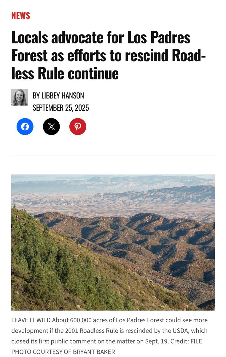 “The Roadless Rule is critical in protecting our forests from logging, mining, and other immediate threats posed by a federal administration that is too often putting profits over people” - Asm Dawn Addis. Read more at: newtimesslo.com/news-2/locals-…
