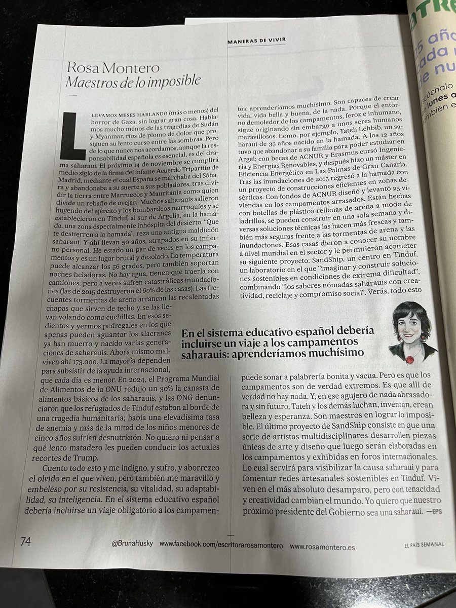 Leo este artículo de Rosa Montero y me pregunto por qué hemos abandonado con tanta facilidad al pueblo Saharaui (con el que compartimos mucha historia) y nos hacemos los más gazaties del planeta.