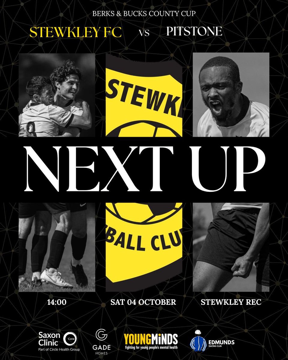 UP FOR THE CUP 🏆 

This weekend we play host in the county cup as we welcome higher level opposition to the Rec 🫡 

🆚 <a href="/PitstoneFC/">Pitstone & Ivinghoe</a> 
🏟️ Stewkley Rec
⏰ 2pm kick off 
🏆 Charles Twelftree Trophy 

Up The Stewks 🟡⚫️