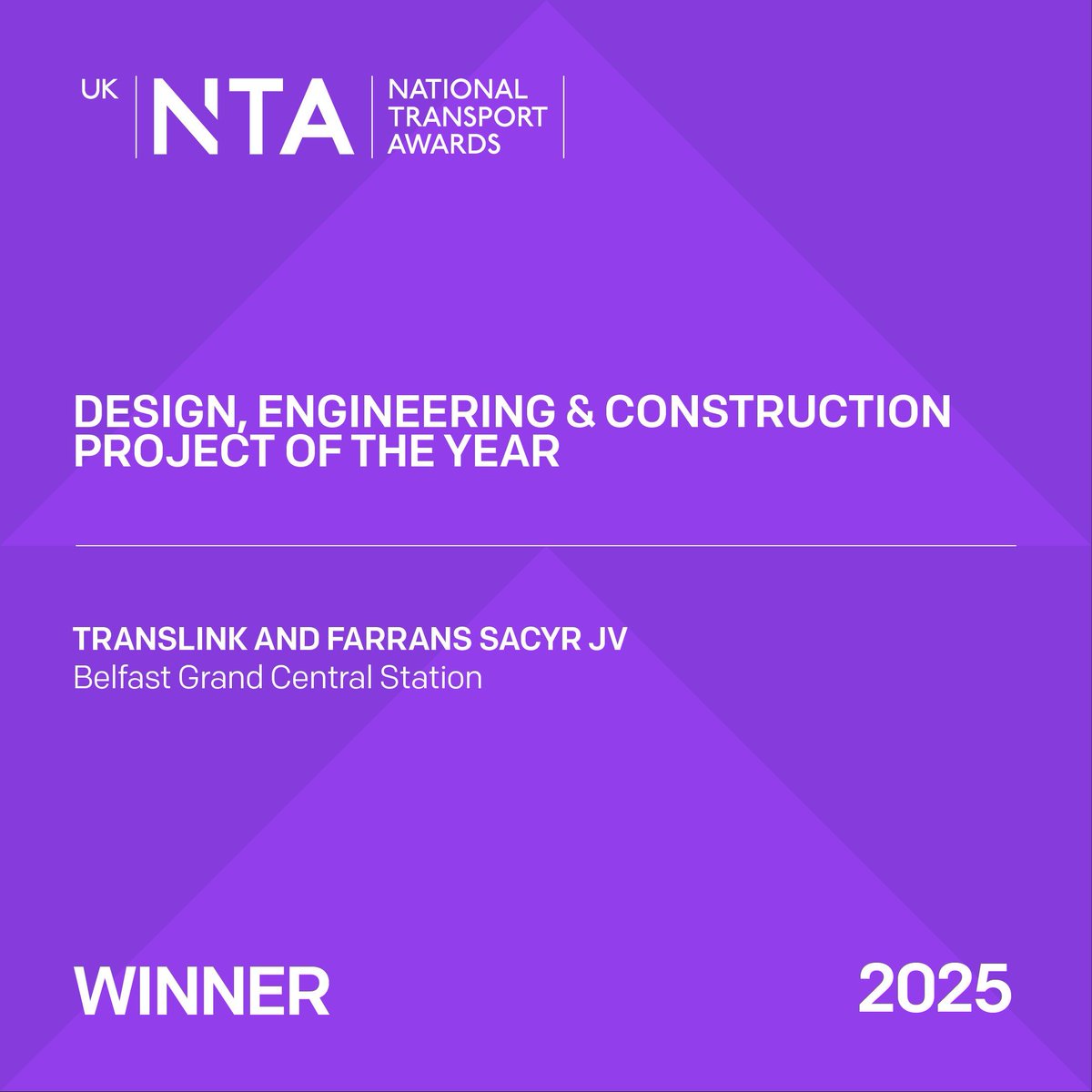 TransportTimes's tweet photo. 🏆 Design, Engineering &amp; Construction Project of the Year
A big win for @Translink_NI and Farrans Sacyr JV, for the stunning new Belfast Grand Central Station, a world-class gateway for the city. 🚉✨
✨ Highly Commended: @GlosCC for the Arle Court Transport Hub. #UKNTAs25 https://t.co/kt9cY8qpMj