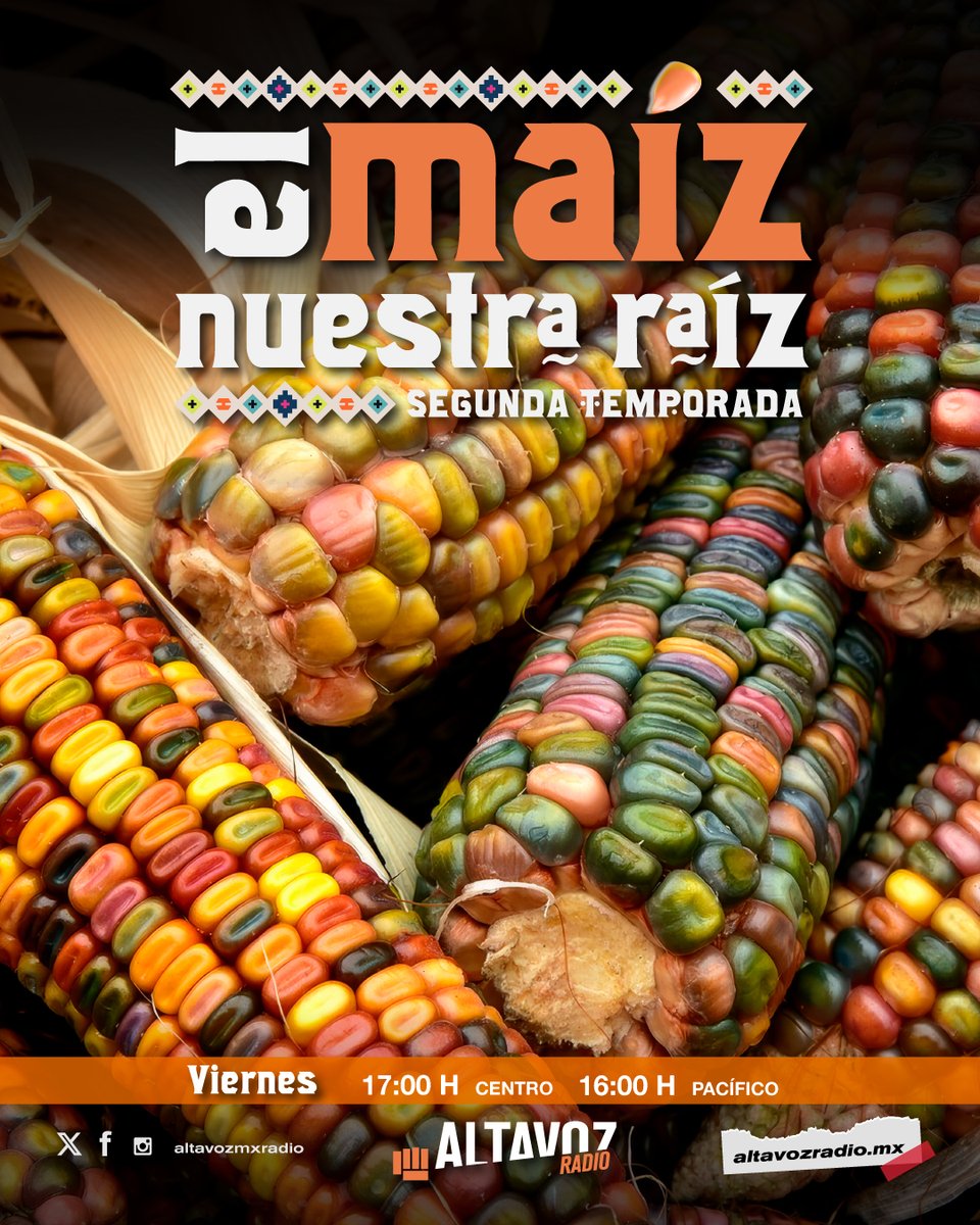🌽 El maíz no solo nos alimenta, también nos cuenta quiénes somos. ✨

👉 Descubre "En el maíz, nuestra raíz" cómo este grano está grabado en nuestra historia, el arte y las tradiciones de México. 🌿

⏰ Viernes | 17:00 H (Centro) | 16:00 H (Pacífico)
📻Sintonízalo en: