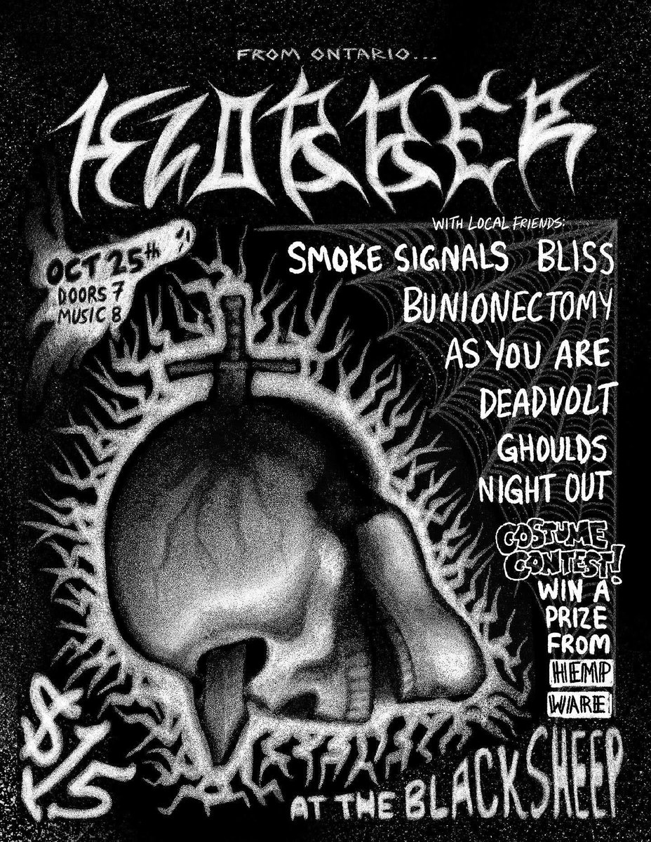 SHOW ALERT: Klobber, Smoke Signals, Bliss, Bunionectomy, As You Are, DeadVolt, Ghoulds, and Night Out @ The Black Sheep - Saturday, October 25th, 2025. Doors at 7:00 PM. Show at 8:00 PM. $15 cover.