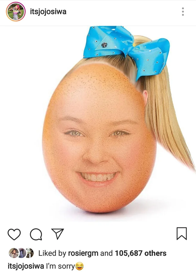 Jojo Siwa makes an image of herself looking like an egg
Someone wears a hoodie with the image on it to her concert
Jojo Siwa has them kicked out for being a big mean bully head
Are you fucking serious?
