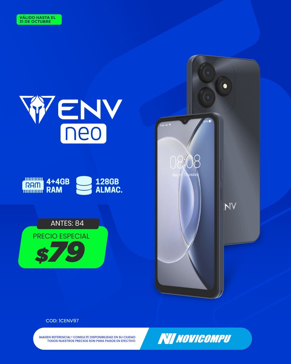 novicompu's tweet photo. 📱✨ Novinauta: ¡Es hora de tener tu ENV Note 20!
Gran diseño, almacenamiento y potencia 🔥
👉 Al mejor precio, solo en Novicompu 🎉
#ENV #Note20 #Novicompu #Aniversario https://t.co/2fEDI1ag6P