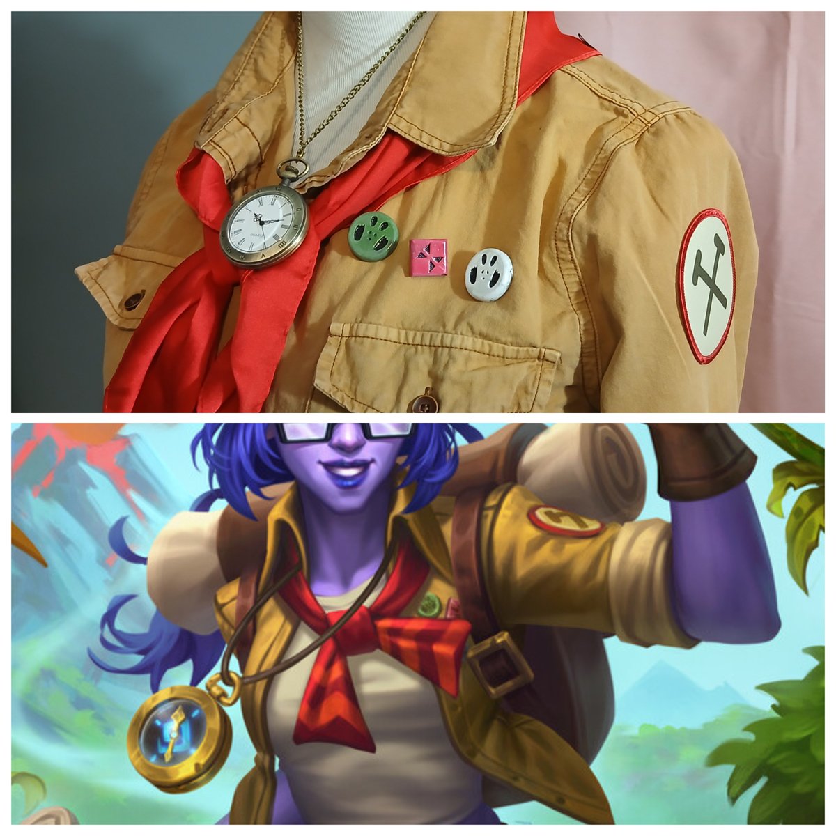 Pins are finally painted and assembled. And I got the iron on patch I designed onto the shirt.

Still trying to decide if I need to 3D model the watch design, or keep the real one I bought.