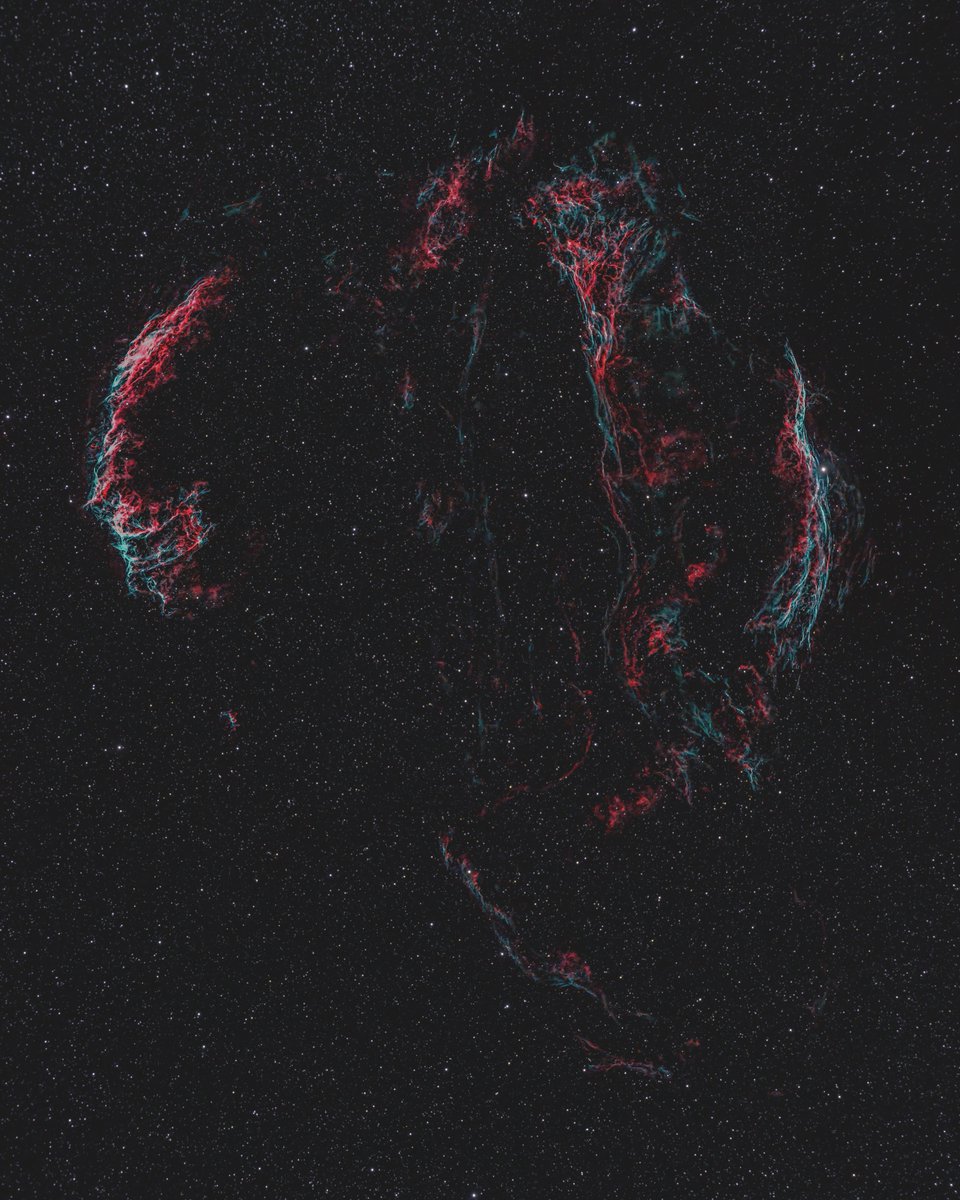 WIP first Edit of the Cygnus loop A star that went supernova roughly 10,000 yrs ago 

shot over several nights from the garden with telescope, DSLR &amp; light pollution filter (narrowband)

total integration time 16hrs 23min