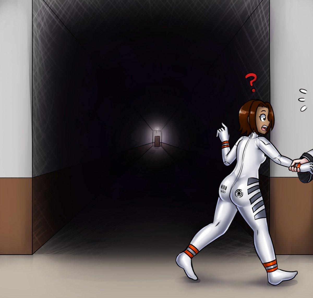 Daedalus Inktober Day 2 - "Something Strange" 

"What's up with this hallway?"

"Let's keep moving, Nina! We have lots to do today!"