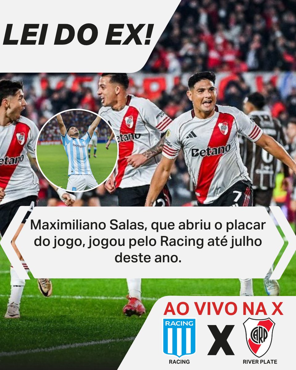 xsportsbrasil's tweet photo. SERÁ QUE BATEU O ARREPENDIMENTO?🫣
Salas coloca o River na frente na partida contra o Racing, válida pelas quartas da Copa da Argentina! 🔴⚪

Acerte na ❌!

📸 Reprodução / Instagram

#Xsports #RiverPlate #Racing #Salas #CopaArgentina #QuartasDeFinal https://t.co/JQOB6SHgpc