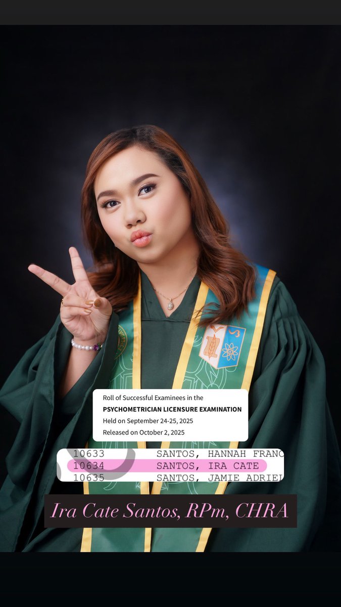 icsnts's tweet photo. First and last take 😭🫶🏻
Officially a Registered Psychometrician!

Sleepless nights paid off — RPm na!

𝐈𝐫𝐚 𝐂𝐚𝐭𝐞 𝐒𝐚𝐧𝐭𝐨𝐬, 𝐑𝐏𝐦, 𝐂𝐇𝐑𝐀 ✨ https://t.co/NTN8Mi4iSk