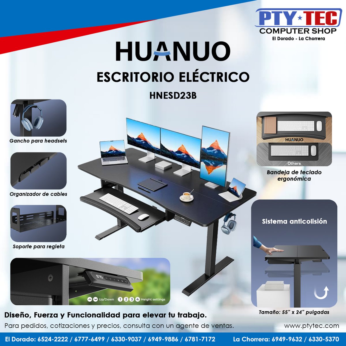 ptytec_computer's tweet image. Descubre el escritorio eléctrico Huanuo HNESD23B 🖥️✨
Altura ajustable, superficie amplia y diseño robusto. Ideal para setups pro, trabajo o gaming. 

Más info: ptytec.com/product/15986

#ptytecdorado #ptytecchorrera #Ptyteccomputershop #ptytec #HNESD23B #DeskGoals #Huanuo