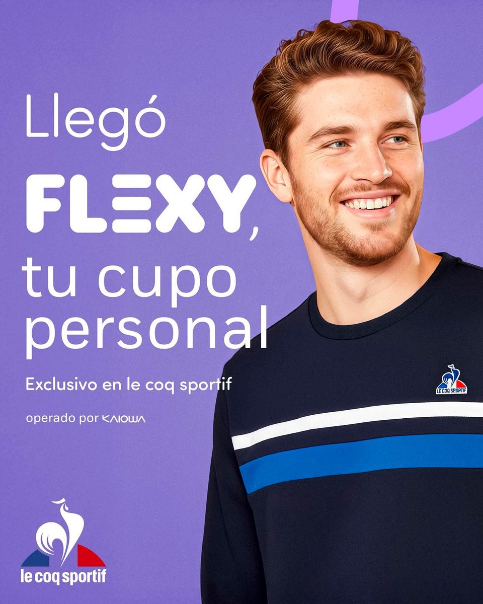 Llegó flexy, tu cupo personal exclusivo en le coq sportif, visita nuestras tiendas y compra la nueva colección