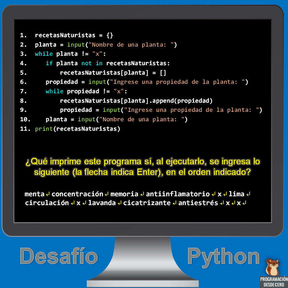Programacion_0's tweet image. ♻️ Re-Post: Desafío Python para ejercitar algoritmia.
Ver en el blog: patriciaemiguel.com/desafios/pytho…
#TBT #programación #programadores #python
