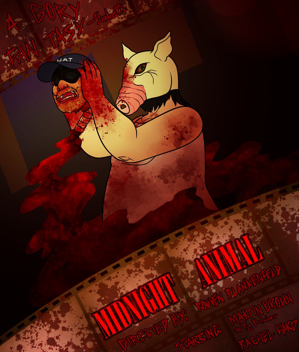 #2 - Midnight Animal

I know the cover for this in-game movie already exists in the game as the level cover, but who cares!!!! Gotta make it real gory, baby!!
(Also excuse my shitty graphic design for this fake poster, I suck at the thing I've been learning for 6 years now :') )