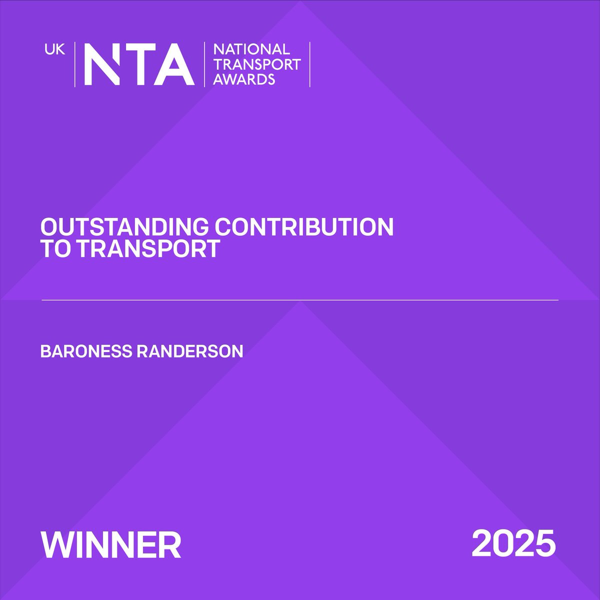 TransportTimes's tweet photo. This year’s Outstanding Contribution to Transport Award has been presented posthumously to Baroness Randerson. Her dedication, leadership and lasting impact on UK transport leave a legacy that will endure. #UKNTAs25 https://t.co/LAu5bTTdJf