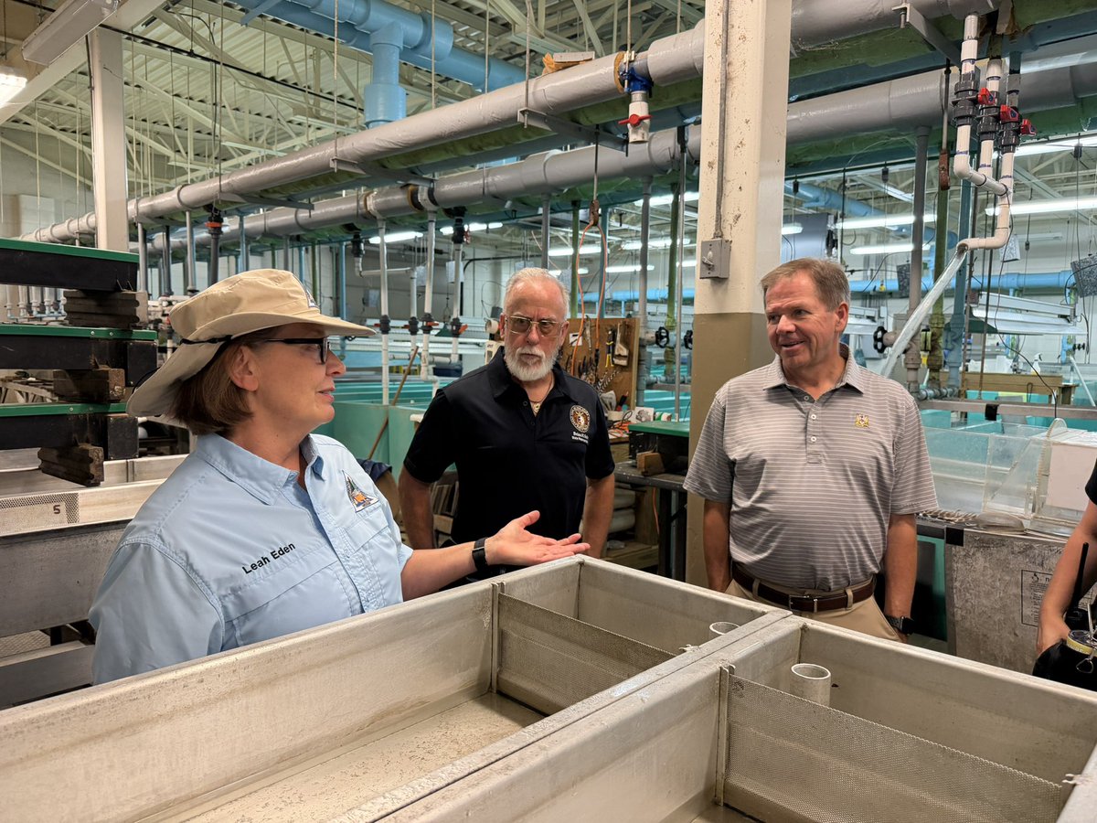 Great to visit Shepherd of the Hills Trout Hatchery in Branson! By producing and stocking nearly 400,000 pounds of brown and rainbow trout each year, their team helps make Missouri one of the top trout fishing destinations in the U.S. #moleg