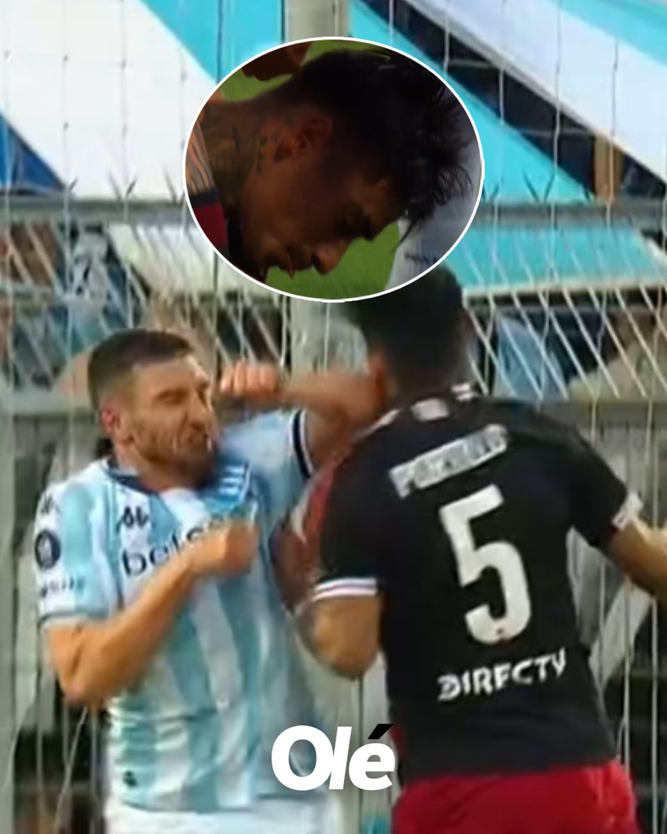 DiarioOle's tweet photo. DURÍSIMO CODAZO DE MARAVILLA A PORTILLO 🤕

🔎 El delantero de Racing le fue mal al volante de River, que terminó sangrando

🟨 Martínez solo vio la amarilla... https://t.co/oRPHMcJWmd