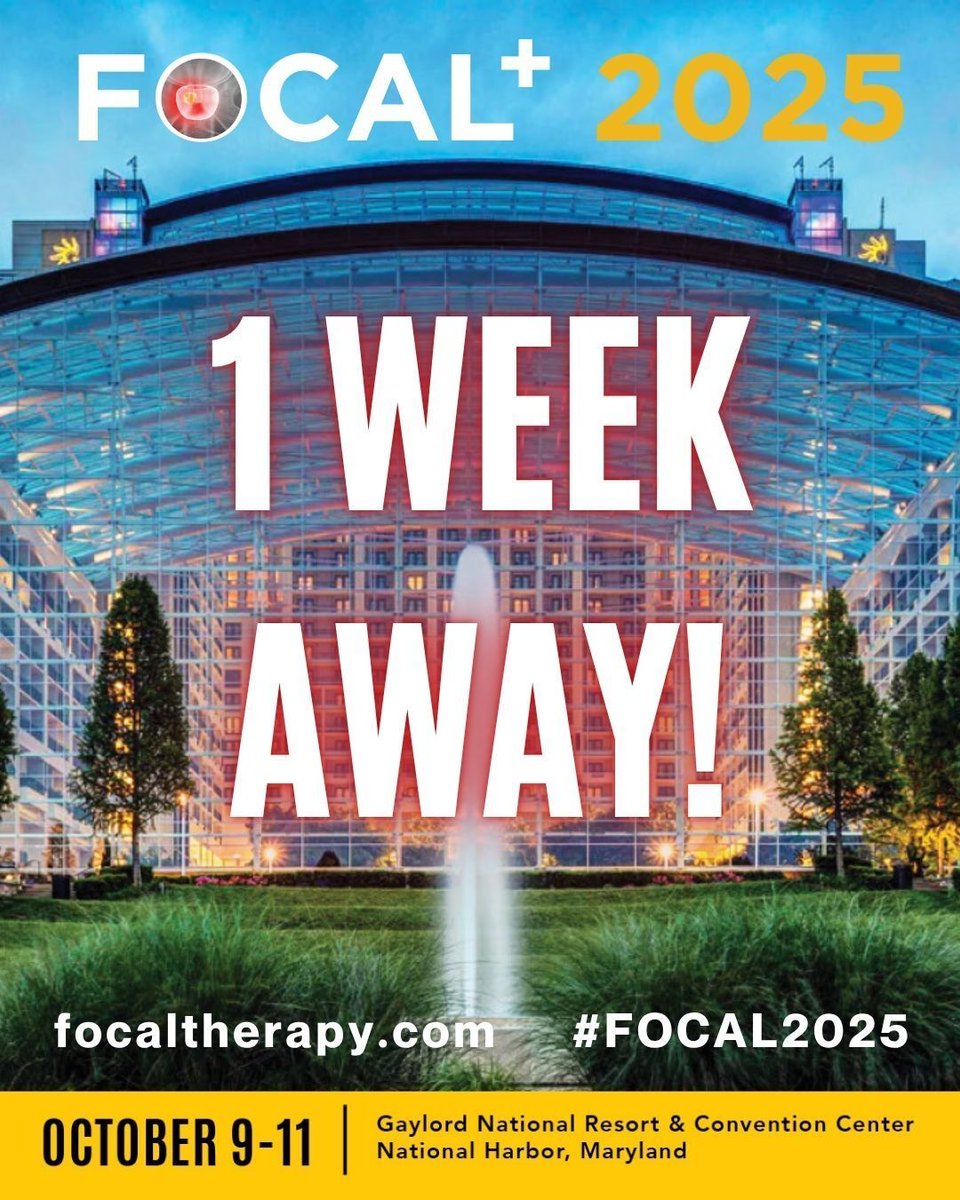 #FOCAL2025 is in 1 WEEK! Join us live or virtually from October 9-11 for 3 days of outstanding CME content with the world's leading experts in #FocalTherapy

Secure Your Spot Now: focaltherapy.com 

<a href="/arvinkgeorge/">Arvin K. George, MD</a> <a href="/AbhinavSidana/">Abhinav Sidana</a>