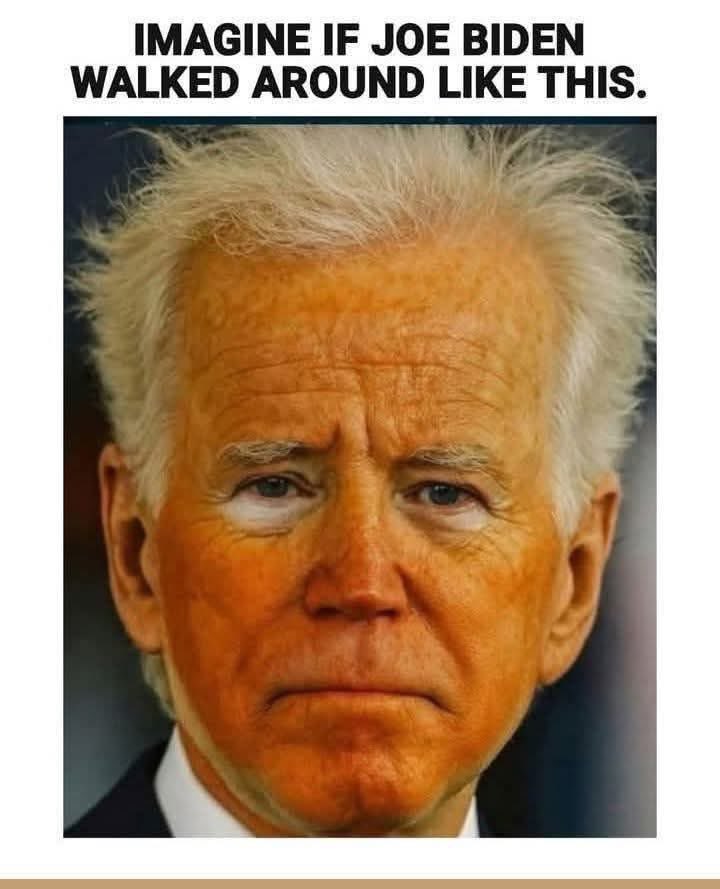 imfopinion's tweet photo. @AwesomeNewsom Could you even imagine how fast maga would lose their shit if Biden walked around looking like senile trump does 😂 https://t.co/9GSSvdVHrC