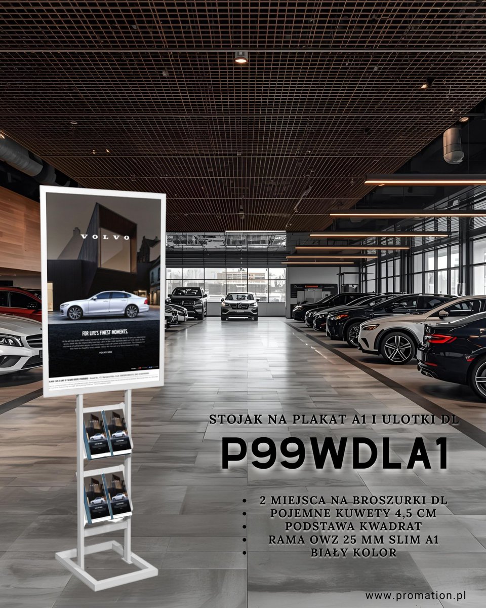Promation_pl's tweet image. Nowoczesny stojak P99wDLA1 – duża rama OWZ A1 na plakat + miejsce na ulotki. Idealny do salonów samochodowych, galerii i sklepów 🌿
🔗 promation.pl/stojaki-na-pla…
