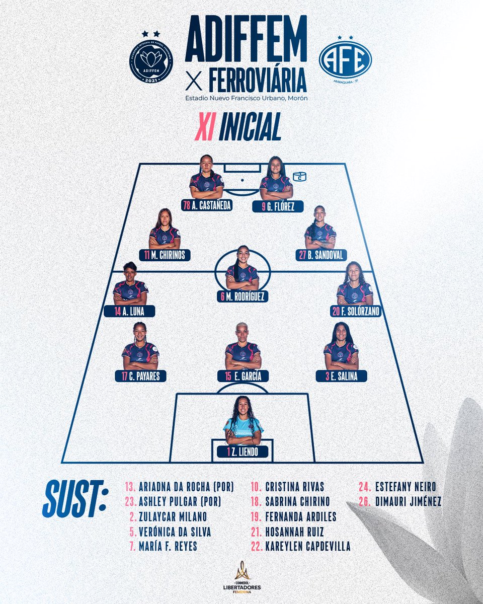 Así alineamos para nuestro debut en esta edición ante <a href="/guerreirasgrena/">Guerreiras Grenás</a> 🫡

<a href="/LibertadoresFEM/">CONMEBOL Libertadores Femenina</a> 

🪷 x 🇻🇪

#SangreAzul / #YOSOYADIFFEM