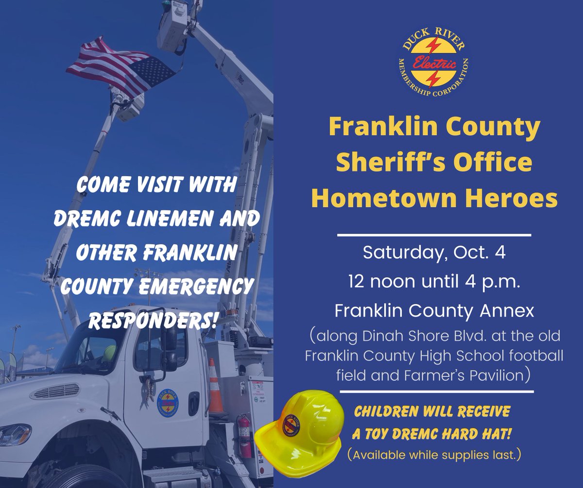 Join DREMC and other emergency responders at the Hometown Heroes event! Lots of exciting things are planned, and you can get more details at ow.ly/4hyj50X5SBE.