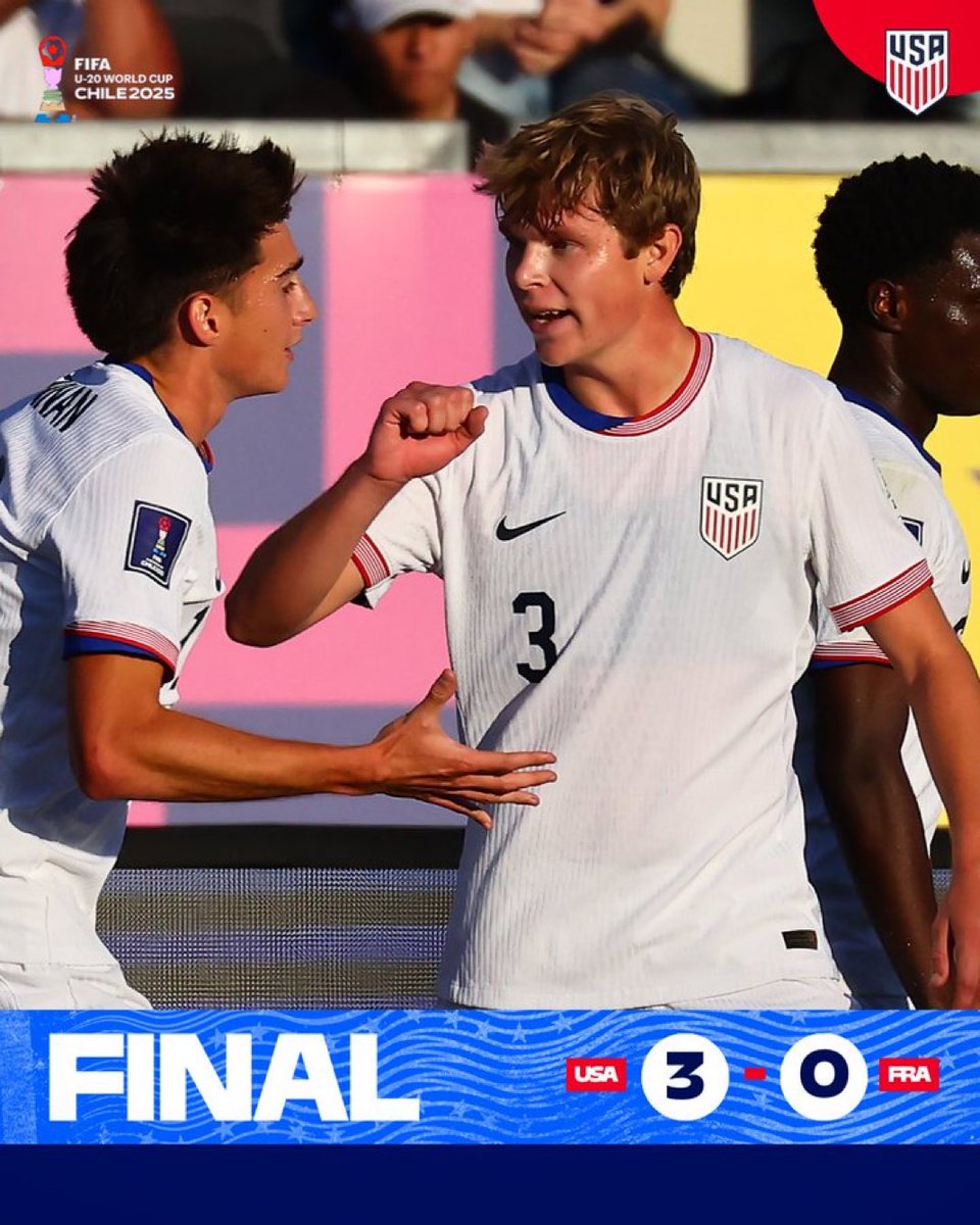 usmntonly's tweet photo. THE US U20’S STUN FRANCE 3-0 TO ADVANCE TO THE FIFA U-20 WORLD CUP KNOCKOUT STAGE.

What a win 🔥 https://t.co/16cWV2jz4q