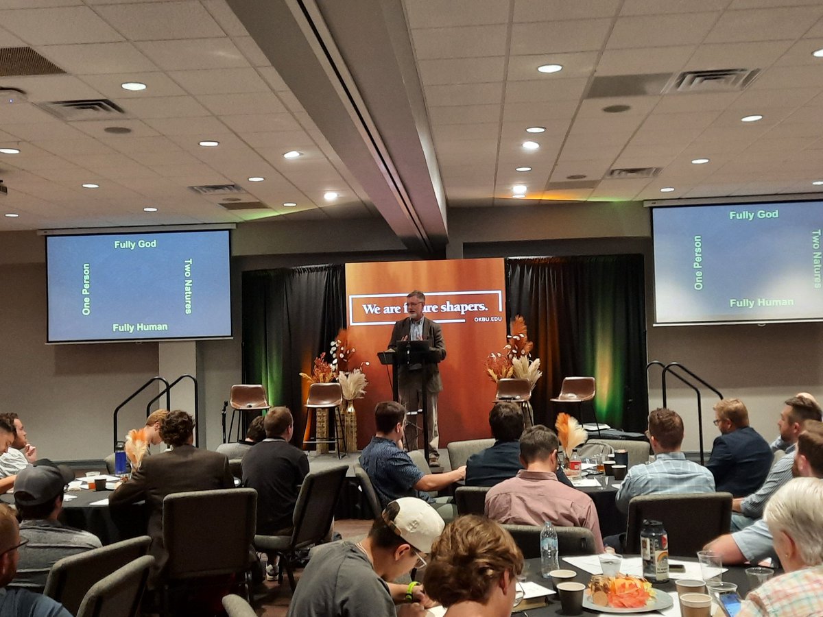 mitchellchase's tweet image. What an absolute delight it is to listen to @FredFredSanders talk about christology at the @BaptistRenewal conference. A master teacher about the deepest things.