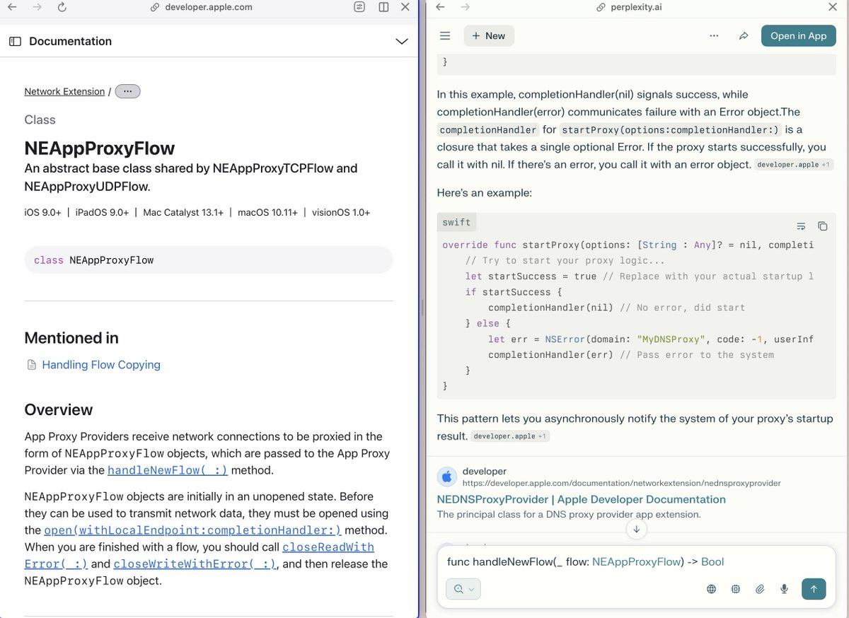 anirudh_m_s_dev's tweet photo. Day 3 of building a website blocker to make the Internet a safe space:

🚧 Figuring out how to use the DNS proxy API in iOS while trying to learn Swift. Progress continues to be slow. https://t.co/BQ21SMghsp