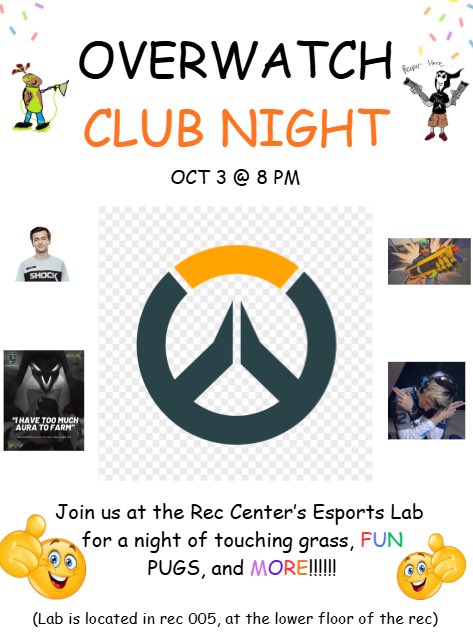 OWClubAtUSF's tweet image. LETS GET THIS PARTY STARTED 🥳 Celebrate Overwatch Club’s 3rd ever Club Night with us TOMORROW