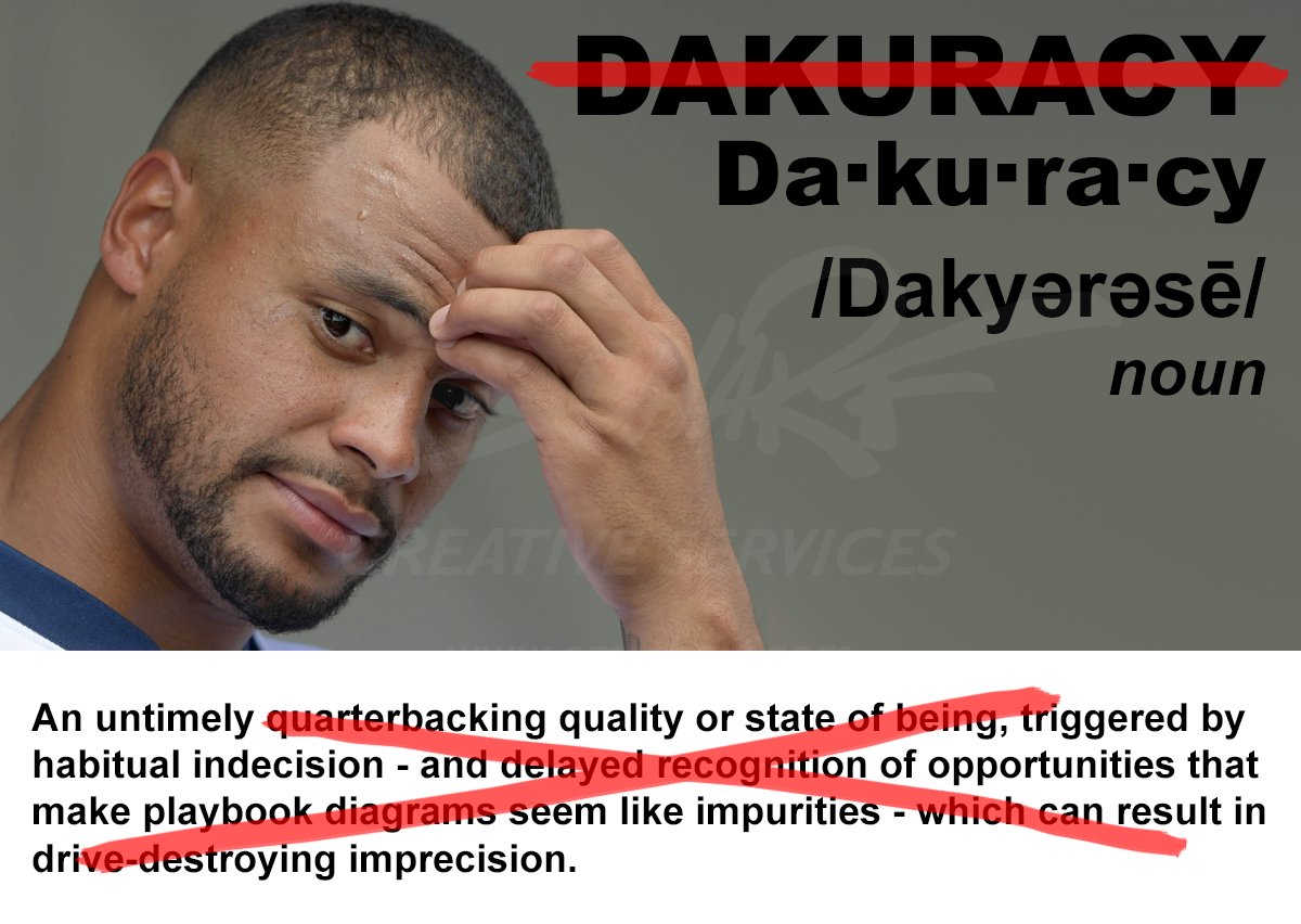 emscharf's tweet photo. After starting his career in 2016 so, SO FAST, #DakPrescott has intermittently been put on #Dakuracy BLAST, with the #DoYourJob OBLIGATION that he would SEAMLESSLY IMPROVISE (MAGICALLY minus the trauma-triggered IMPULSIVITY of #ThatAnnoucerGuy) to help TEAM SUCCESS materialize. https://t.co/CVD9qRFEhE