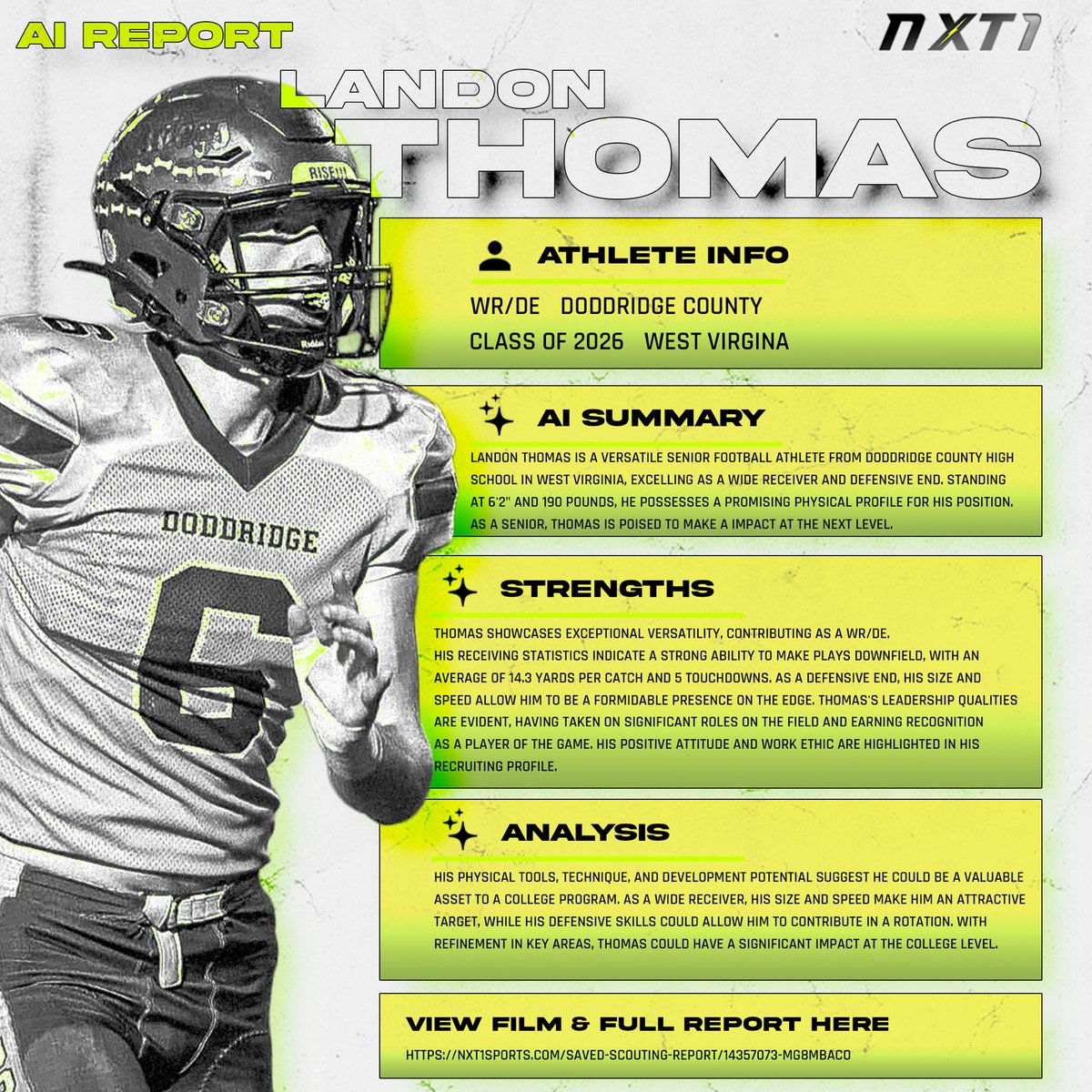 🔥NXT1 AI scouting report 
C/O 26 WR/DE
<a href="/Landon_Thomas06/">Landon Thomas</a> 
nxt1sports.com/saved-scouting…

Get yours free  ➡️nxt1sports.com