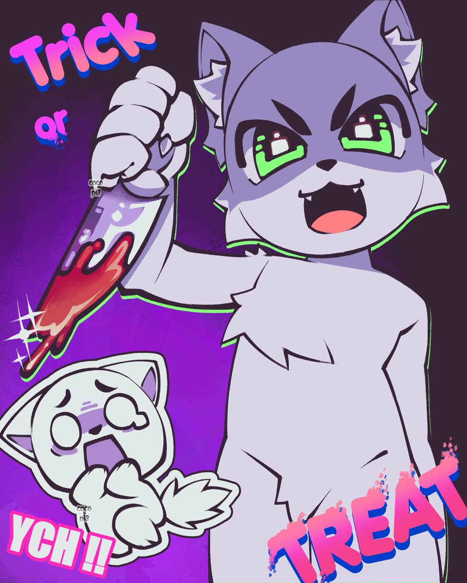 coco_pi3's tweet photo. TRICK OR TREAT YCH 🔥 OPEN (2 characters)

❥ For 25 USD ! 💸
❥ Paypal &amp; kofi  only !      
❥ any species and any body type !  
❥ expression can be customized

#ychcommission #furryartist #Halloween https://t.co/MrbO0cskIB