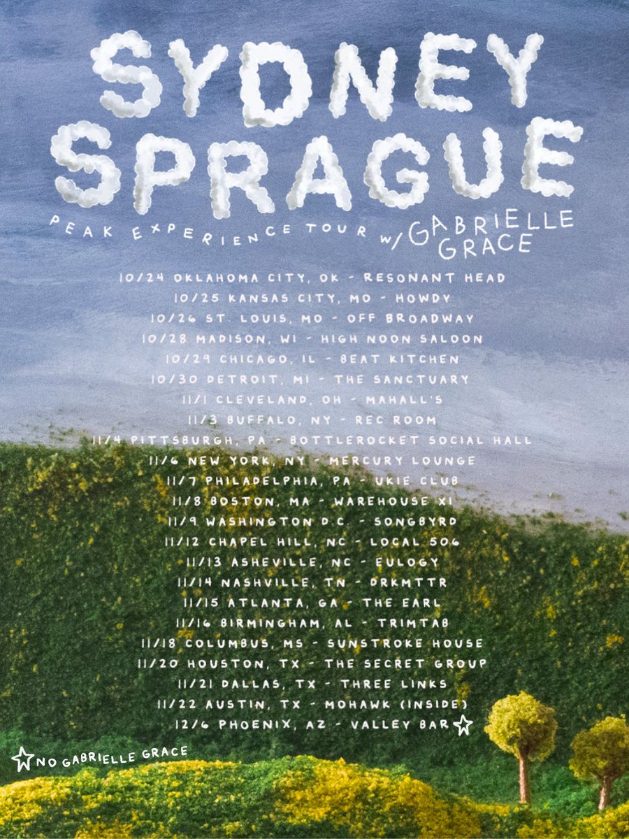 Sydney Sprague (@sydneysprague) on Twitter photo going on tour so soon! these shows are gonna be very special, please come! going on tour so soon! these shows are gonna be very special, please come!