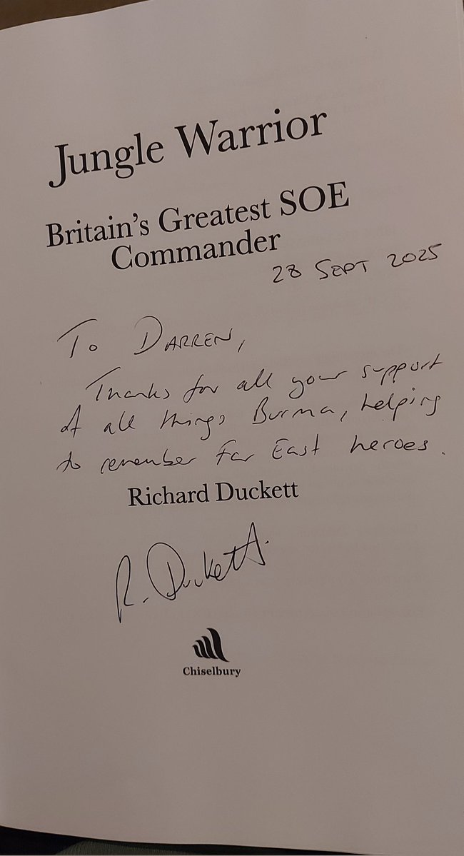 Darren Little π‘ππ€π§‘ (@npteggchaser) on Twitter photo Was very pleased to receive this from <a href="/richard_duckett/">Dr. Richard Duckett</a> today & look forward to reading about Peacocks role within the SOE, Burma. Have had some great reviews. Good to see more books coming out about that theatre of war.
Thanks Rich.
ππππ Was very pleased to receive this from <a href="/richard_duckett/">Dr. Richard Duckett</a> today & look forward to reading about Peacocks role within the SOE, Burma. Have had some great reviews. Good to see more books coming out about that theatre of war.
Thanks Rich.
ππππ