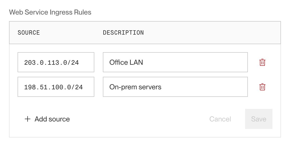 anuraggoel's tweet image. In another edition of &quot;Why don&apos;t other application platforms offer this?&quot; Enterprise orgs can set up IP access rules for public @render services, including all websites, APIs, and static sites.

Is this a Web Application Firewall? IDK, but it&apos;s pretty helpful in keeping unwanted…