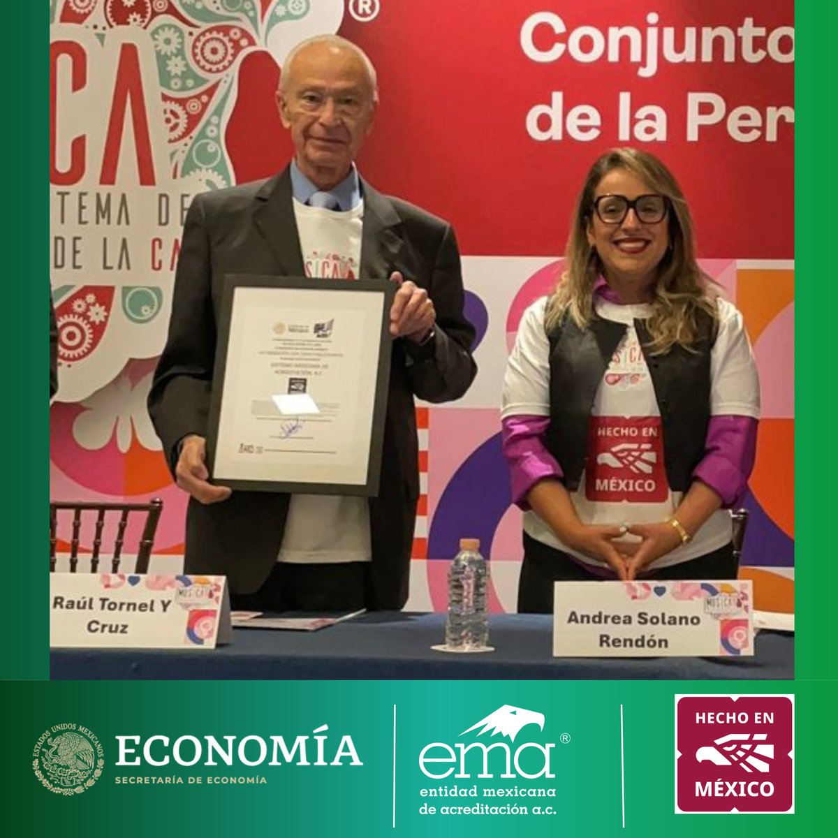 ema_ac's tweet photo. ✨ Hoy es un día histórico para ema.
🏅 Nuestro presidente, el Ing. Raúl Tornel y Cruz, recibió de la @SE_mx , a través de la Mtra. @andreasolanor, la autorización oficial para promover la marca “Hecho en México”.

Este símbolo nacional representa el orgullo, la calidad y la competitividad de lo que se produce en nuestro país.
🌟 En ema asumimos con responsabilidad esta distinción para seguir fortaleciendo la infraestructura de la calidad.

🏆 ¡Un logro que refuerza nuestra misión y nos impulsa a seguir construyendo confianza que da certeza!