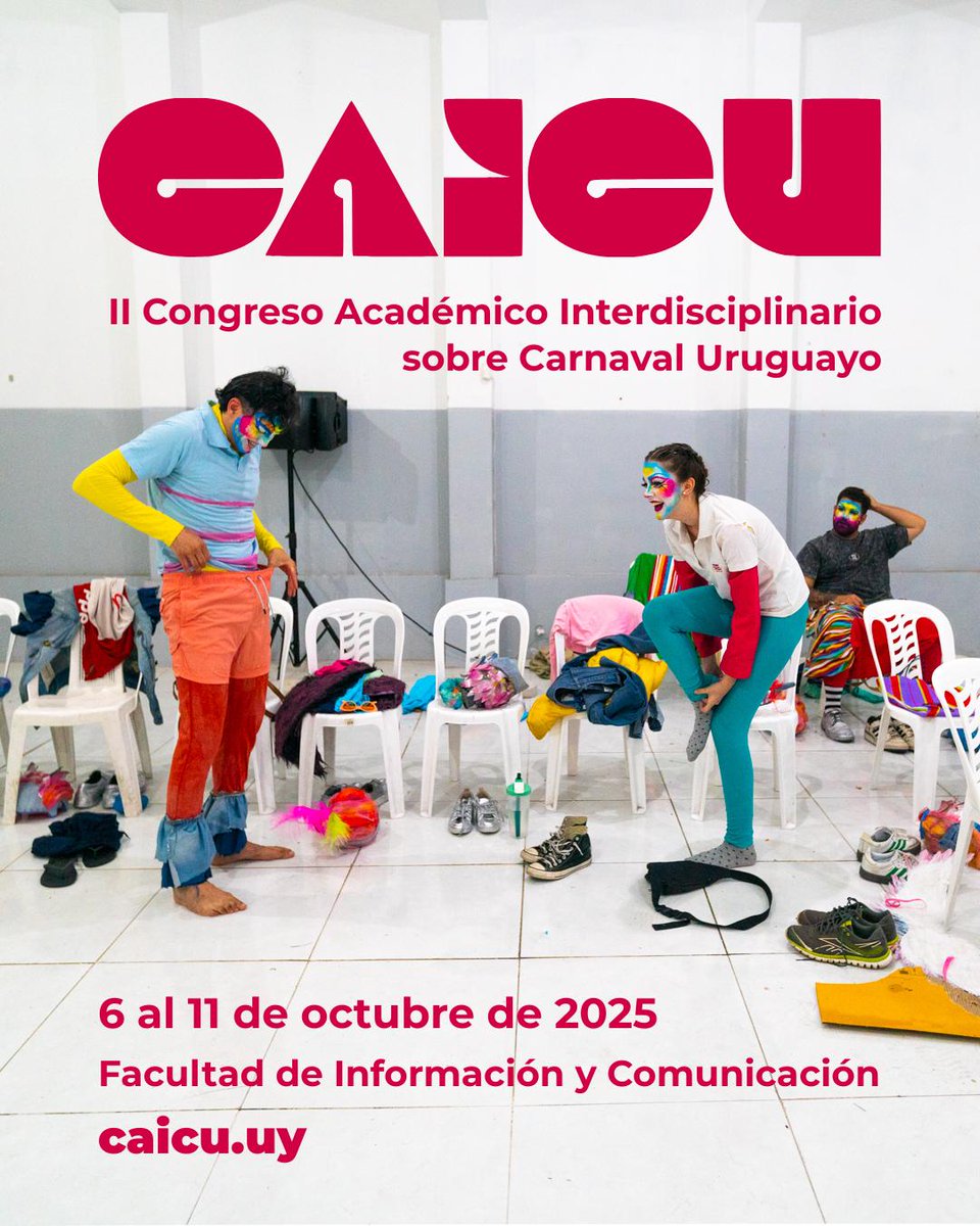 *Congreso Académico Interdisciplinario sobre Carnaval Uruguayo*
6 al 11 de octubre en la FIC (San Salvador 1944)
Abierto y gratuito

Programa completo: caicu.uy/programa/

Inscripciones: forms.gle/XhpRS68ZSUsZFw…