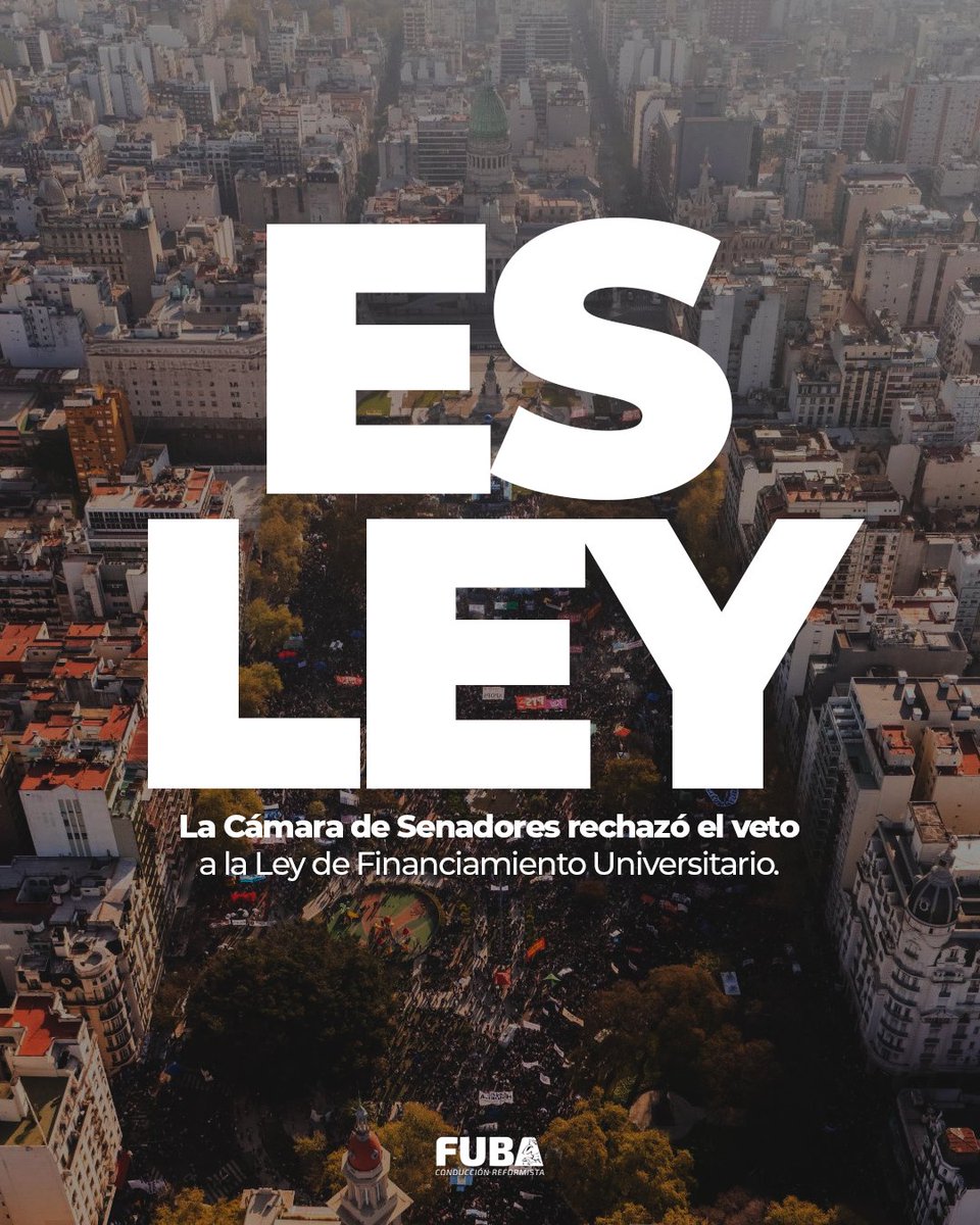 ES LEY

La Cámara de Senadores recazó el veto a la Le de Financiamiento Universitario.