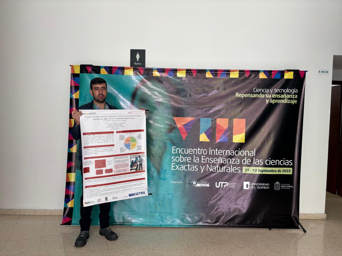 El programa de Medicina Sabaneta participó en el VIII Encuentro Internacional de Enseñanza de las Ciencias en Manizales 📌 con el póster “El aula invertida y la comprensión de la arquitectura molecular”.
✨ Compromiso Sanmartiniano con la innovación educativa.