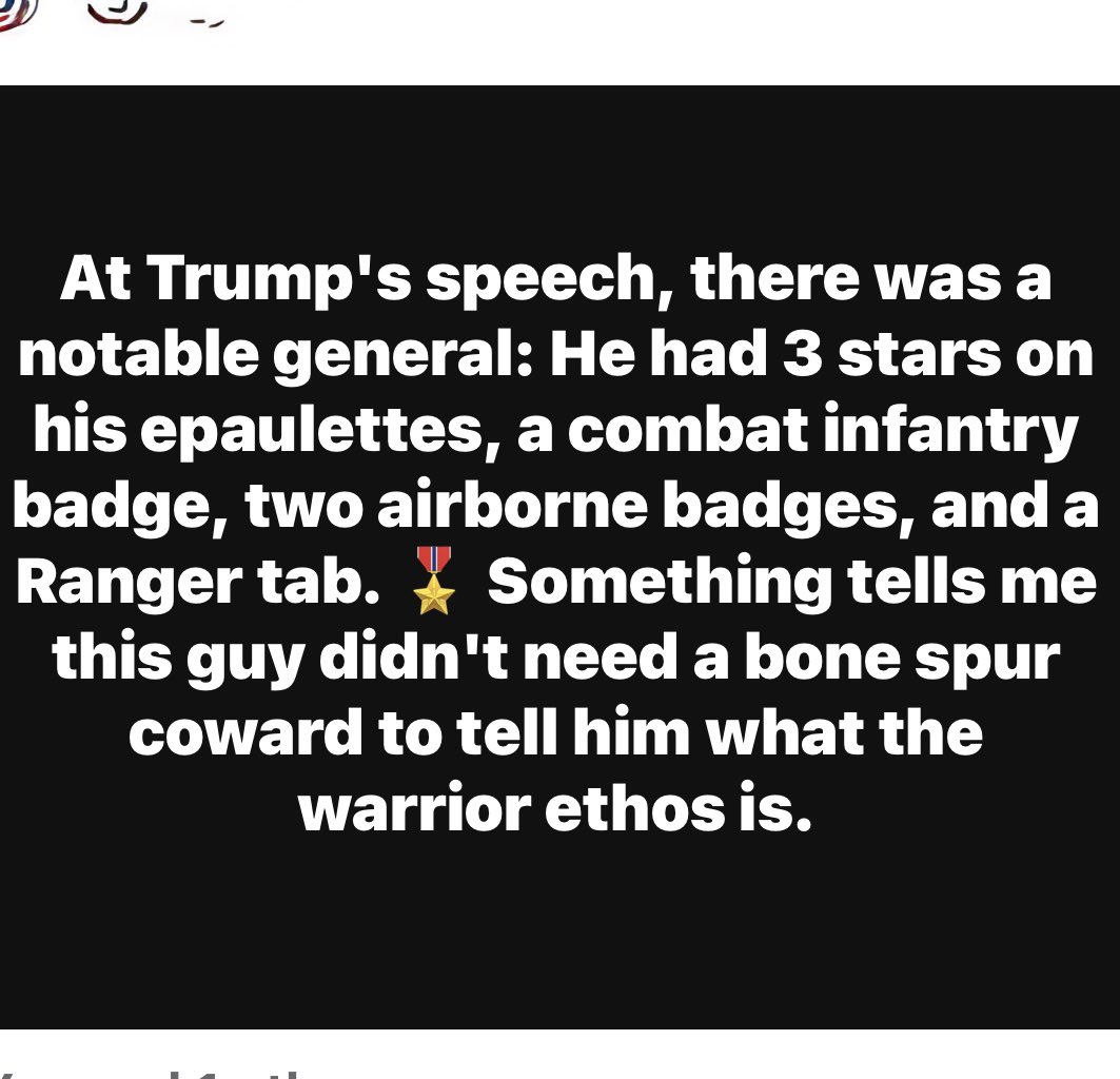 michaelt5656's tweet photo. Draft dodger lecturing our military warriors was disgraceful. https://t.co/cNI18PcPfA
