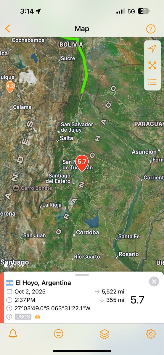peace_and_rest's tweet photo. Argentina / South America quake watch
This is NOT good!
Deep quakes produce larger shallow earthquakes nearby
#dutchsinse
#pray !!! https://t.co/Hvx9WWlNdJ