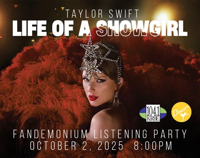 krbe's tweet photo. ‼️ TONIGHT: 🎶 #Fandemonium: Showgirl Edition ✨💃🏻
Join #KRBE at Unicorn Disco @ 8PM for an epic night of singing, dancing + Taylor-themed surprises in celebrating her NEW album - The Life of a Showgirl 🧡💚
DETAILS ➡️ https://t.co/CCILXm6030
#TaylorSwift #Swifties https://t.co/RZRpr9UiQm