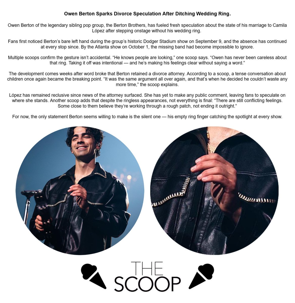 🍨 Owen Berton Sparks Divorce Speculation After Ditching Wedding Ring.